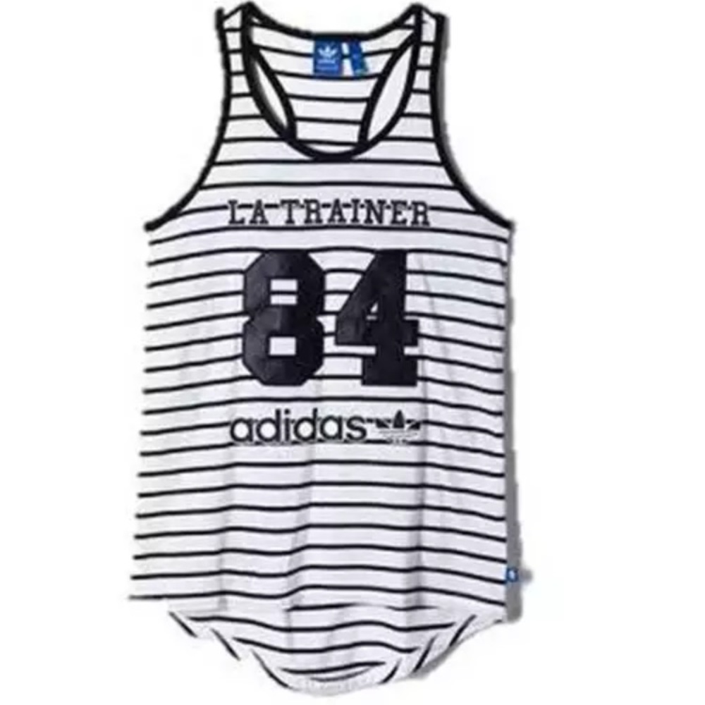 ADIDAS Striped "LA TRAINER 84" Tank Top Size S
